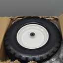 4.80/4.00-8 Flat Free Tire and Wheel- 16" Flat-Free Solid Wheelbarrow Tires with 5/8" & 3/4" Bearings, 3"-7" Centered Hub by Cenipar Universal Fit for Wheelbarrow,Hand Truck,Garden Trailer,Trolley (white)