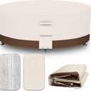 Heavy Duty Patio Furniture Covers Outdoor, Waterproof Round Table Cover 600D Canvas, Large Circular Patio Dining Table And Chair Set Covers 48"DIA x 28"H, Beige Brown