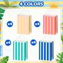 Colarr 16 Pcs Pastel Goodie Bags Colorful Striped Gift Bags 8.7'' x 6.3'' x 3.1'' Small Paper Gift Bag with Handles Summer Scalloped Goodie Candy Bag for Summer Pool Party Favors decor