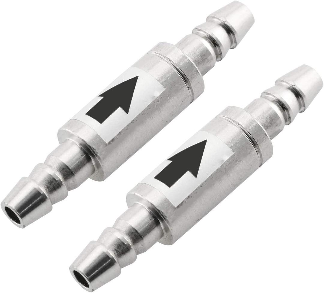 2 PCS Stainless Steel One Way Check Valve,Air CO2 Line Tubing Regulator for Anti-Backflow Non-Return in Aquarium System