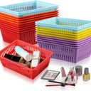 30 Pcs Mini Storage Baskets Bins, Plastic Organizer Basket, Colorful Shelf and Desk Make-up Storage Crate Organizing Containers, Ideal for Home Classroom Office Organization. 6.1"L x 4.5"W x 2.4"H