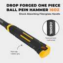 3 x Ball Peen Hammer 16 oz, Drop Forged One Piece Ball Pein Hammer, Metalworking Tool with Forged Steel Construction & Shock Absorbing Grip