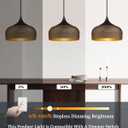 ELYONA Modern Pendant Light Walnut Wooden Pattern Dome Pendant Light Fixture Matte Black Metal Gold Inner Finish Adjustable Hanging Lighting for Kitchen Island Dining Room Office Hallway Foyer Bedroom, Medium