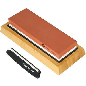 Kota Japan Combination Dual Sided 3000-8000 Grit Diamond Knife Sharpener Whetstone Set for Coarse Sharpening & Fine Polishing. Water Stone Kit | Adjustable Bamboo Holder Base | Precision Blade Guide