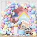 Pastel Balloon Arch Kit 123Pcs Macaron Rainbow Balloons Garland Colorful Birthday Party Balloons for Girls Unicorn Easter Spring Wild Zoo Animals Zebra Theme Bridal Baby Shower Celebration Decorations