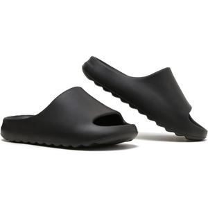Cloud Slides for Women and Men, Platform Slides Slippers, Non-Slip Quick Drying Soft Lightweight Shower Shoes, Thick Sole Open Toe Slides Sandals for Indoor & Outdoor (Black)
