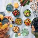 2 x Bento Box for Adults & Kids  Single Compartment Lunch Box,Food Container,BPA-Free,Microwave & Dishwasher Safe with Removable Divider,Utensils & Sauce Jar-Blue (Plastic Single Layer)