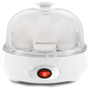 Elite Gourmet EGC322CW Easy Egg Cooker Electric 7-Egg Capacity, Soft, Medium, Hard-Boiled Egg Cooker with Auto Shut-Off, Measuring Cup Included, BPA Free, Classic White
