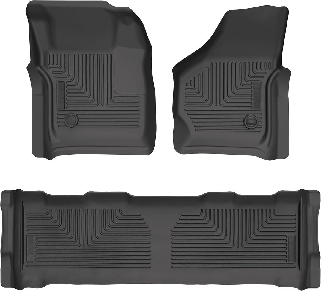 Husky Liners Weatherbeater Floor Mats | Fits 1999-2007 Ford F-250 & 350 Super Duty, Crew CAB ONLY | Front & 2nd Row, 3-pc Black - 93631