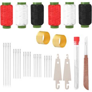 37 Pcs Hand Sewing Needle Kit - Stainless Steel Big Eye Sewing Needles Set with Thread Ripper, Needle Threaders, Colored Threads & Thimbles Premium Steel Hand-Sewing Supplies for Home Travel & Repairs