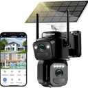 BEENOCAM 4K Solar Security Cameras Wireless Outdoor, Dual Lens 360°PTZ Solar Cameras for Home Security with Color Night Vision,PIR Human Detection, Auto Tracking,Spotlight/Siren Alarm, 2.4/5Ghz WiFi