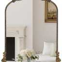 Vintage Arched Mirror, 24"x 36"Antique Baroque Mirror Style Metal Beaded Frame for Entryway Hallway Living Room,Vintage Black