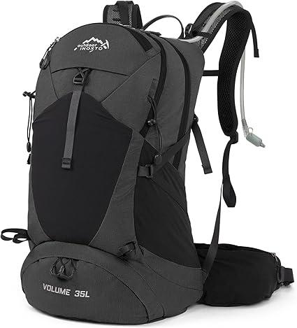 Hiking Backpack,35L Waterproof Hiking Daypack with 3L Water Bladder and Rain Cover, Lightweight Travel Camping Backpack for Men Women (Black)