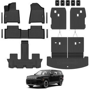 Floor Mat Set for 2024 2025 2026 Hyundai Santa Fe 6-Seats (Fuel) Includ Floor Mats & Trunk Liner & Backrest MatAll-Weather, Stain-Resistant Car Floor Liners, Accessory Custom Fit for Hyundai Santa Fe