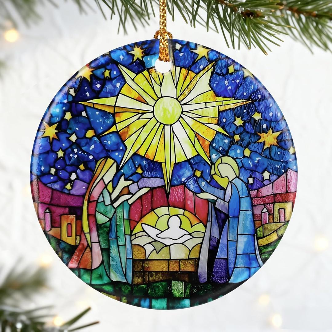 Christian Gifts: Nativity Scene Christmas Ornaments | Holy Family Christmas Decor, Christian Religious Decor, Religious Gifts for Baptism, Faith Festival Keepsakes