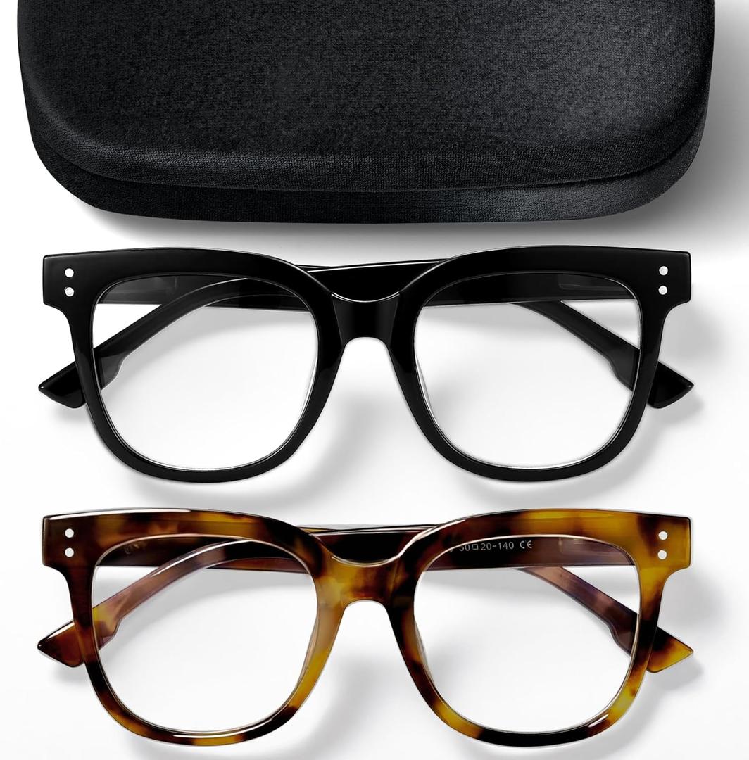 miyya 1.25 Stylish Reading Glasses for Women, Cheaters Eyeglasses, Oversized Blue Light Readers, Fashion Eye Glasses (Tortoise and Black)