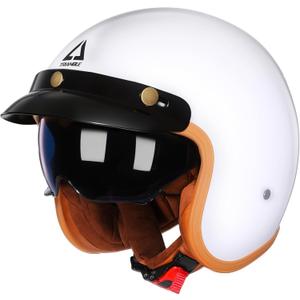 TRIANGLE 3/4 Motorcycle Helmet,Retro Open Face Adults Helmets with Visor,Half Face Moped Helmet for Men & Women,DOT Approved Helmets for Cruiser Scooter(L)