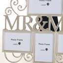 Mr & Mrs Picture Frames,Cherish Every Memory,4 opening photo collage,Silver Plating,Wedding Gifts