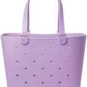 Simple Modern Extra-Large Beach Bag | Waterproof Getaway Rubber Tote with Zipper Pocket for Travel, Pool, Boat, Groceries, Sports | Purple Breeze
