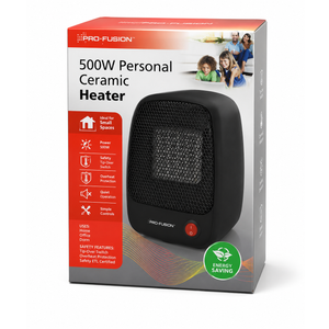 500w personal Ceramic Heater Portable Mini Heater for Office Desk, Indoor Use, 500W, With Tip-Over Protection