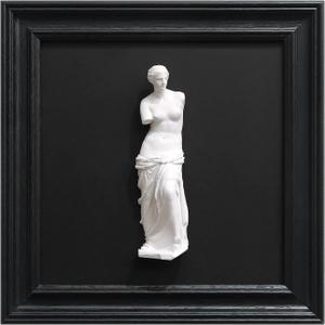 FOLKOR LIFE Framed Black and White Wall Art Sculpture Venus de Milo, Greek Roman Mythology Goddess Aphrodite Statue Framed Plaster Relief Wall Decor for Living Room, Hallway, Entryway Decoration