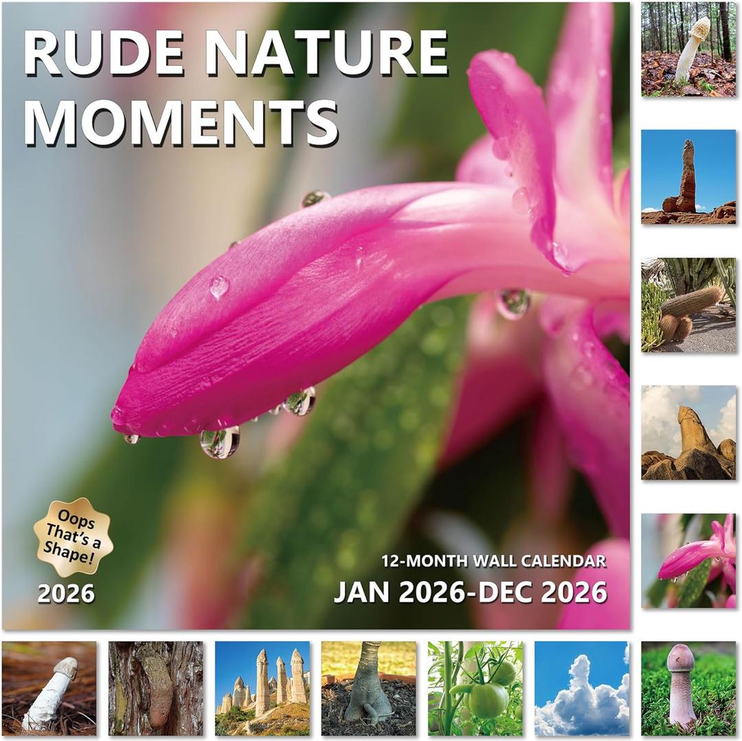 10 x 2026 Funny Wall Calendar 12 Month, Large Wall Calendar 2026 from January to December 2026, Natures Pics Funny Gag Gift for Adults, White Elephant Gift, Thick Glossy Paper, 12"x24" Open