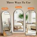 DUMOS Arched Full Length Mirror with Stand 64"x21" Floor Standing Aluminum Frame for Bedroom Body Hanging Leaning Modern Simple Home Decor Shatter-proorf Nano Glass Wall Living Room Cloakroom Black