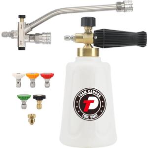 Tool Daily Foam Cannon for Pressure Washer with Double Tip Attachment, Dual Lance Wide Mouth Soap Cannon, 5 Power Washer Sprayer Nozzles, 1/4" Quick Connect, 3600 PSI