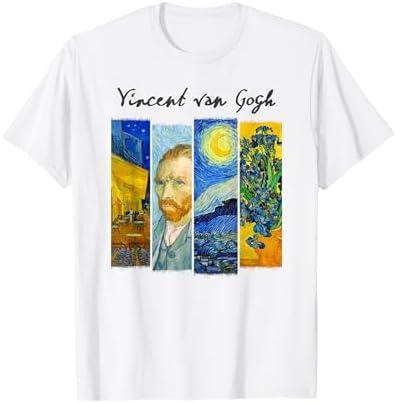 Famous Van Gogh Paintings Art Starry Night Flowers Portrait T-Shirt, 3 XL