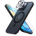 Meifigno Designed for iPhone 16 Pro Max Case 6.9”, with 2X HD Screen Protectors & 1X Lens Protector, Compatible with MagSafe, Military-Grade Protection, Magnetic Case Designed for 16 Pro max, Black