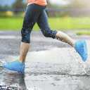 Shiwely Silicone Waterproof Shoe Covers, Upgrade Reusable Overshoes with Zipper, Resistant Rain Boots Non-Slip Washable Protection for Women, Men (L (Women 7.5-10.5, Men 6.5-9), Blue)