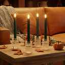 Simplelight Green Flameless Taper Candles with Timer - Battery Operated Advent Wreath Candles, LED Candlesticks, Plastic, H:9 Inch (Green)