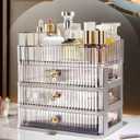 Clear Makeup Organizer with 3 Drawers, Bathroom Organizer and Storage, Ideal for Desk and Dresser Vanity Countertop, Great for Cosmetics, Skincare, Perfume,Toiletry