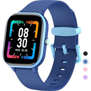 Kids Fitness Tracker Watch, IP68 Waterproof Smart Watch with 19 Sport Modes, Pedometer, Heart Rate Monitor, 19 Sports Modes, Great Gift for Kids (Blue)