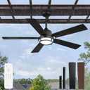 52" Outdoor Ceiling Fans with Lights, Gazebo Hanging Fan with 3CCT Remote Control 6-Speeds DC Motor,IP65 Waterproof Ceiling Fan for Patio Porch Pergola(Black)