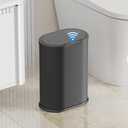 KdbK 1.6 Gallon Automatic Bathroom Trash Can, 6L Touchless Motion Sensor Garbage Can with Lid, Smart Stainless Stee Trash Bin for Narrow Spaces, Bathroom, Office, Bedroom, Living Room (Black)