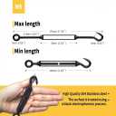10 Pack Black Stainless Steel M5 Hook and Eye Turnbuckle, Heavy Duty Wire Rope Tensioner, Adjustable Hardware Kit for DIY String Light and Picture Hanging, Shade Sail, Cable Tightening