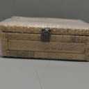 Rattan Box with Lid Decorative Natural Handmade Boho Rattan Baskets Woven Wicker Cane Bins Keepsake Memory Jewelry Boxes Rectangular Desk Shelf Closet Organizer Container (Small Size)