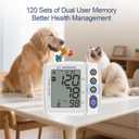 Wearable Pet Blood Pressure Monitor for Dogs & Cats, Oscillometric Home Monitoring Device with Adjustable Chest Strap, Multi-Size Cuffs, 240 Sets Memory for 2 Users, Large LCD Display