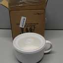 Adewnest Oversized Soup Bowl with Handle: 38 oz Ceramic Soup Mug with Lid - Microwave Safe Jumbo Food Storage Container for Ramen Cereal Breakfast Meal Prep Office Lunch Dorm Living - White 6 Inch