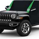 Car Cover Compatible with Jeep Wrangler Waterproof 4 Door Custom Fits for TJ YJ CJ JK JL, Outdoor Half Exterior Sun Rain Snow Dust UV Protection with Trunk Zipper