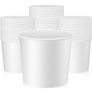 Hoolerry 25 Pack 85 oz Paper Bucket Cardboard Food Bucket Bulk Disposable Food Container for Birthday Party, Wedding, Baby Shower, Event Gather Party Supplies (White)