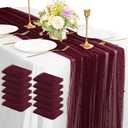 12 Pack 10FT Pearl Table Runner 30x120 Inch Burgundy Tulle Fabric Boho Rustic Sheer Table Runners Lace Table Cloth for Wedding Bridal Shower Birthday Party Arch Veil Dessert Table Decor (Burgundy)