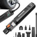 Windone Car Vacuum, 12000Pa 2-in-1 Cleaner & Tire Inflator 150PSI, 60W Brushless Motor, Cordless Handheld Vacuum & Air Pump with Pressure Gauge, LED Light, Multi-Nozzles for Car, Home, Office