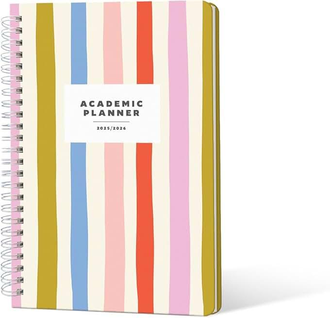 Sweetzer & Orange Academic Planner 2025-2026 – Student Planner for August 2025 to July 2026 – Weekly & Monthly Layout – Sturdy Cover & Stickers – Multicolor Stripes Design – 5.5” x 8.5” Pack of 2
