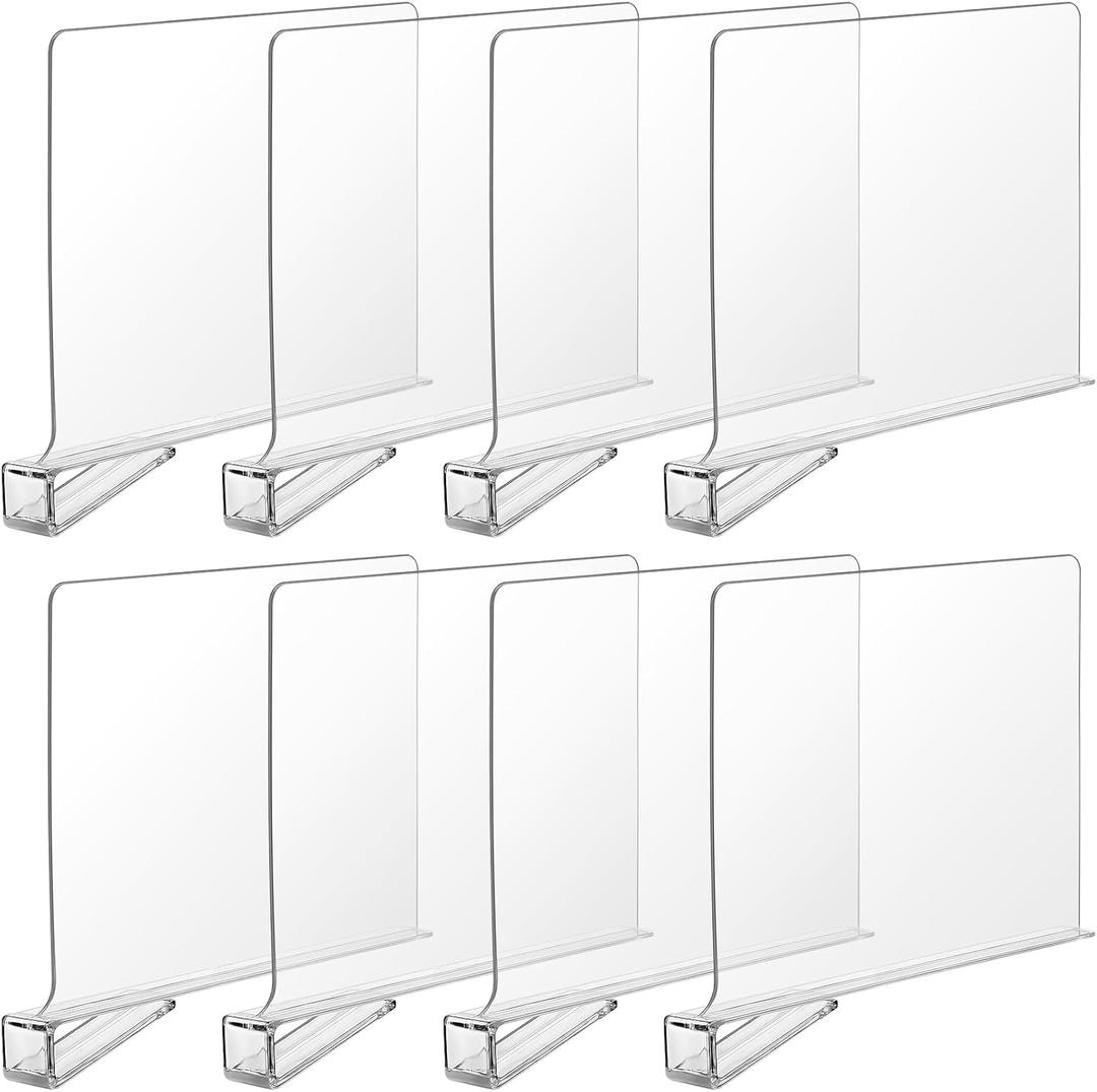 Boao 8 Pcs Shelf Dividers for Closet Organization Acrylic Clear Shelf Divider Purse Organizer Handbag Separator Bookshelf Divider for Closet Bedroom Kitchen Office Cabinet Bathroom