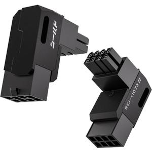 EZDIY-FAB Shield Series 8-Pin PCIe GPU Power Adapter,90-Degree Angled Connector, Aluminum Design for Graphics Cards  Standard Type,Black-2 Pack