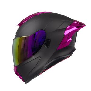 Crown Racing LW600 Full Face Motorcycle Helmet for Adults, DOT FMVSS 218 Certified Street Bike Helmet with Clear Visor, Quick Release Buckle, Removable Washable Liner, Purple, Size-L