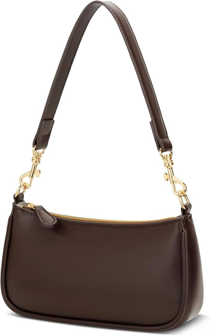 KKXIU Small Shoulder Bag for Women - Mini Purses for Women Vegan Leather Purse Classic Retro Handbag with Removable Strap (Coffee)
