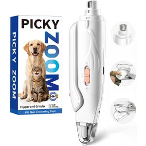 2-in-1 Dog & Cat Nail Clippers and Grinder with Light  Upgraded Safety Guard to Avoid Overcutting, Sharp Blade, Painless Quiet Pet Nail Claw Trimmers, Professional Grooming Tool for Large Small Pets (White)